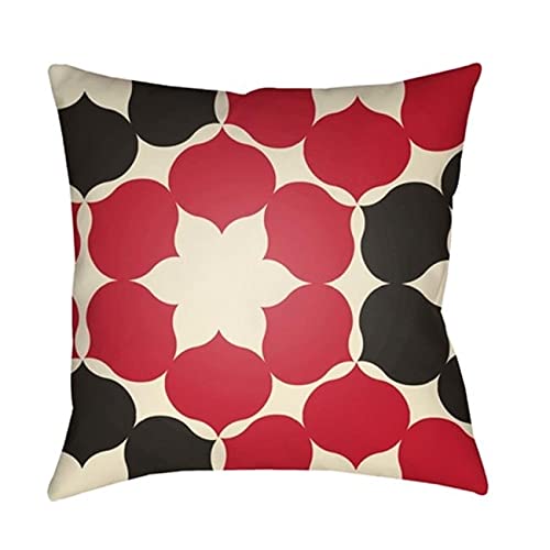 MD052-1818 Modern Multicolor 18 x 18-Inch Pillow, W 18" D 4" H 18", OffWhite, Red