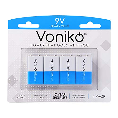 9V Alkaline Batteries, 4 Pack, Long Lasting, 7-Year Shelf Life
