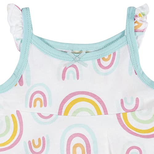 baby girls 3-piece Sundress, Diaper Cover and Hat Set Casual Dress, Rainbow Print, 0-3 Months US