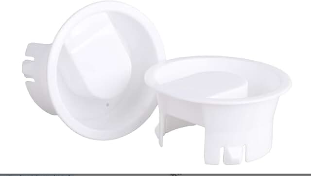 Set of two white glass water pitcher lids