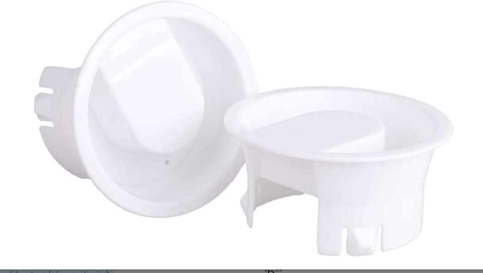 Set of two white glass water pitcher lids