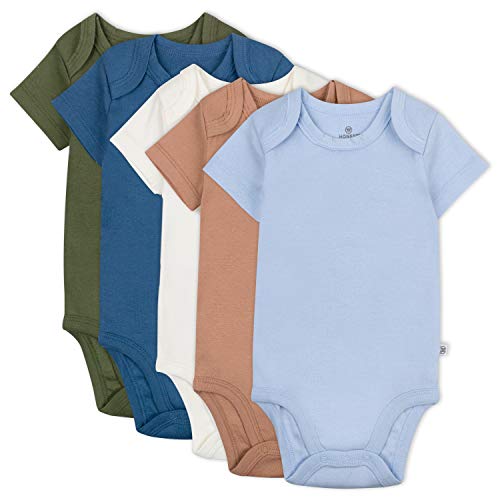unisex baby  Cotton Short Sleeve Bodysuits Multipack and Toddler T Shirt Set, 5 Pack Earthy Blues, 0-3 Months US