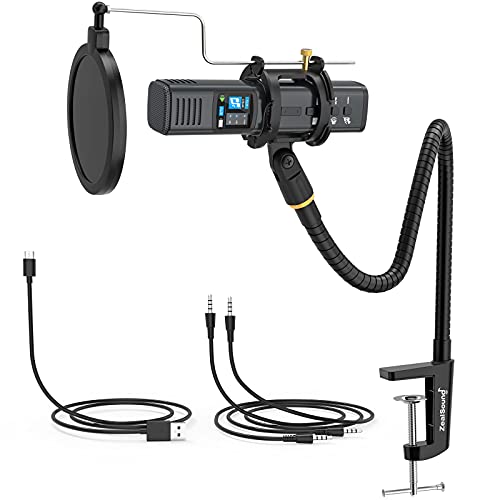 Studio Microphone, Condenser Recording Microphone for Phone & Computer Mac Tablet, Metal DJ Mixer Mic with Gooseneck Arm Clamp Mount for Singing Podcasting Streaming YouTube TikTok Videos