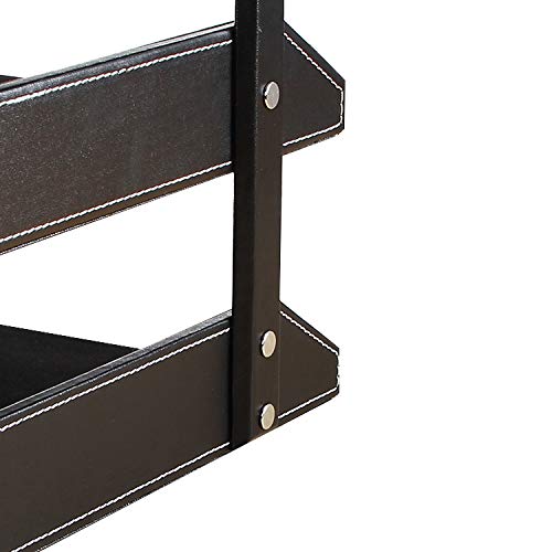 Stackable 3-Tier Leather Desk File Tray