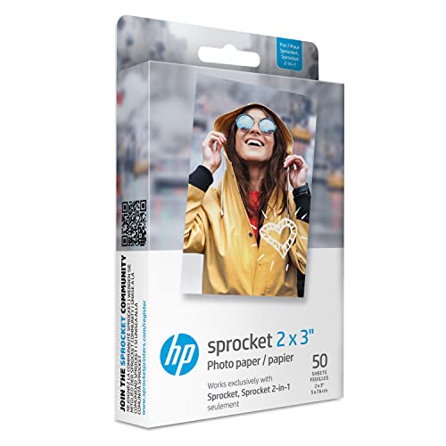 Sprocket 2x3" Premium Zink Sticky Back Photo Paper 50 Sheets