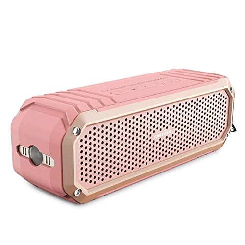 Bluetooth Speakers with Lights, Loud Dual Driver Wireless Portable Speaker, HD Audio Enhanced Bass, Built in Mic Clear Call Support Aux Input, TF Card, FM Radio Long-Lasting Battery Life (Pink)