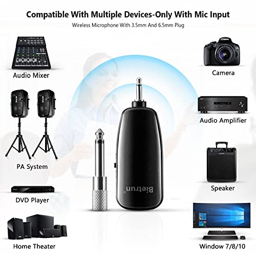 UHF Wireless Microphone Headset, 165ft Range, Working Time 6H, 1/4''Plug, Wireless Headset Mic Handheld Mic 2 in 1, for Karaoke Speaker, Amplifier, Mic Speakers, PA System, Teaching, Fitness