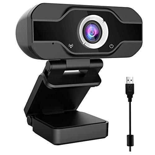 PC Webcam, 1080P Full HD Webcam USB Desktop & Laptop Webcam Live Streaming Webcam with Microphone Widescreen HD Video Webcam 90-Degree Extended View for Video Calling (HD Webcam) (Black)