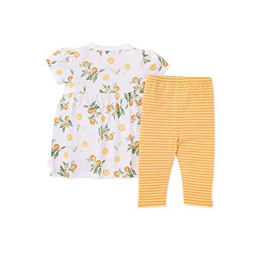 Girls' Top and Pant Set, Tunic and Leggings Bundle, 100%  Cotton, Orange Blossom, 3 Months