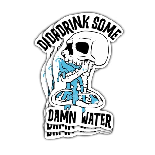 Set of 3 Funny Skeleton Drink Water Stickers