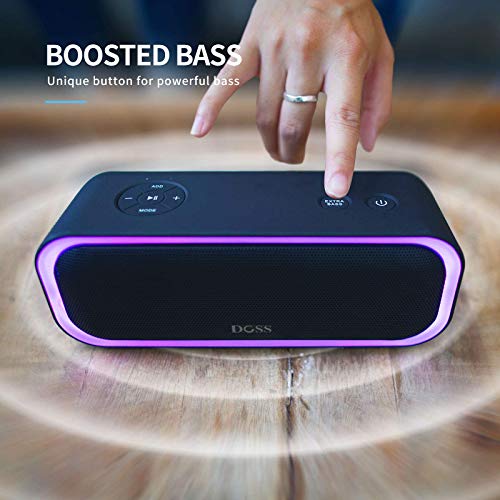 Bluetooth Speaker, SoundBox Pro Portable Wireless Speaker with 20W Stereo Sound, Active Extra Bass, IPX5 Waterproof, Wireless Stereo Pairing, Multi-Colors Lights, 20 Hrs Playtime -Black