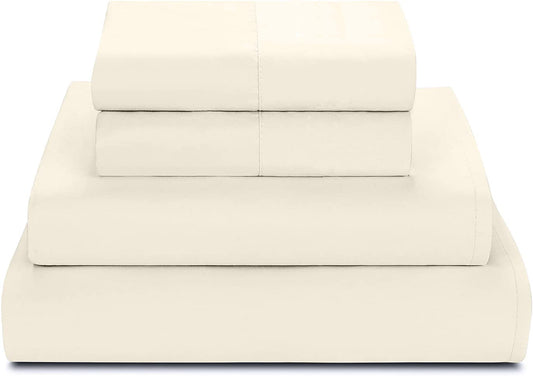 Sheets 800 Thread Count 4 Piece Sheet Set 100% Premium Sateen Finish Hotel Quality Bedding Extra Deep Pocket 1 Fitted Sheet 1 Flat Sheet 2 Pillow Cases) Ivory, Queen)