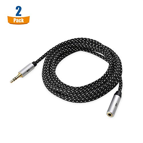 2-Pack Headphone Extension Cable 10 ft (3.5mm Extension Cable/Aux Extension Cable, Aux Cord Extension) in Black - 10 Feet