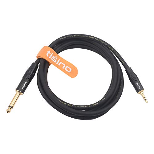1/4 Mono to 1/8 Stereo Cable, 3.5mm TRS Stereo to 1/4 inch TS Mono Interconnect Cable (Mono to Stereo Adapter) - 6 feet