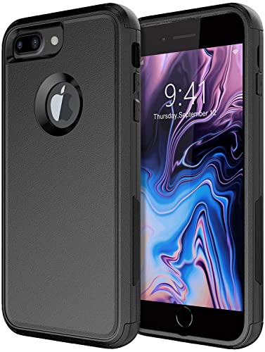 for iPhone 8 Plus Case, iPhone 7 Plus Case [Shockproof] [Dropproof] [Dust-Proof],Heavy Duty Protection Phone Case Cover for Apple iPhone 8 Plus & 7 Plus (Black)