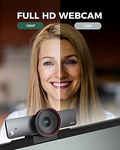 1080P Webcam with Dual Microphones, 100 Wide-Angle, AI Backlight Compensation, Streaming Web Camera for Laptop/Desktop/Mac/TV, Video Calling, Conferencing, Gaming