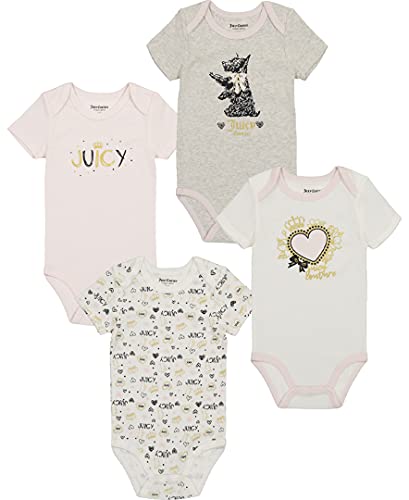baby girls 4 Pieces Pack Bodysuits and Toddler Layette Set, Rose Water/ Snow White, 12 Months US