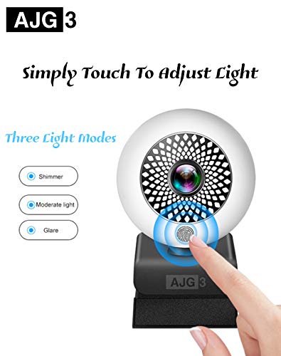 Webcam with Ring Light - 1080P - True HD | with Advanced Auto Focus | Touch Adjustable Brightness | Adaptive Noise Reduction | Built-in Hi-Fi Stereo Mic