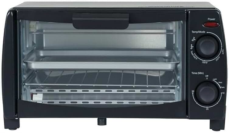 Small 4-Slice Toaster Oven with Timer and Multiple Functions