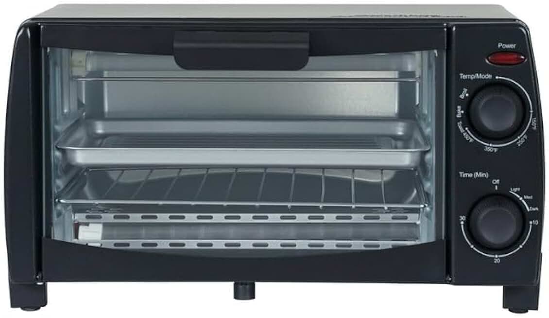 Small 4-Slice Toaster Oven with Timer and Multiple Functions