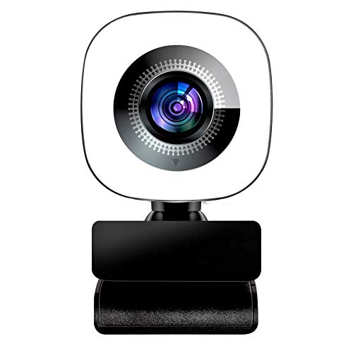 2021 New Upgraded 2K 1440P Streaming Webcam with Ring LightWebcam with Microphone for Desktopwith Flexible Rotable Wide Angle, Plug and Play, for Zoom Skype YouTube, PC Laptop Computer