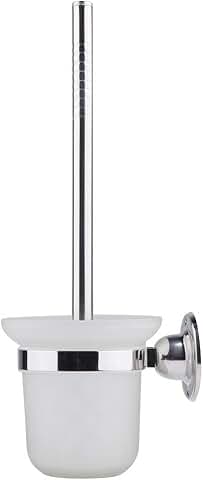 Wall-Mounted Stainless Steel Toilet Brush with White Holder