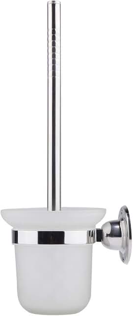 Wall-Mounted Stainless Steel Toilet Brush with White Holder
