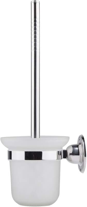 Wall-Mounted Stainless Steel Toilet Brush with White Holder