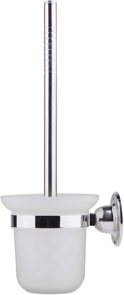 Wall-Mounted Stainless Steel Toilet Brush with White Holder