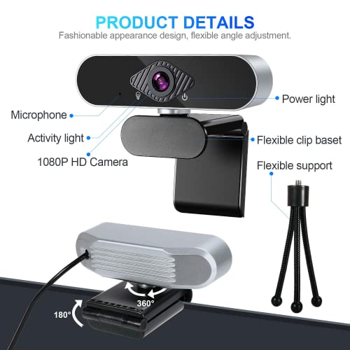 1080P Webcam with Microphone for Desktop,Streaming HD Webcam Stereo Microphone with Noise Canceling for PC Laptop Video Conferencing/Calling/Live Streaming/Online Learning