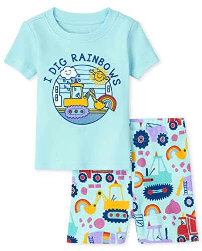 The Children s  Unisex Baby And Toddler Short Sleeve Top and Shorts Snug Fit Cotton 2 Piece Pajama Sets Rainbow