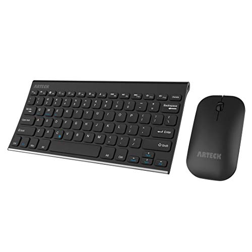 Bluetooth Keyboard and Mouse Combo Ultra Compact Slim Stainless Full Size Keyboard and Ergonomic Mice for Computer/Desktop/PC/Laptop/Surface and Windows 10/8/7 Built in Rechargeable Battery