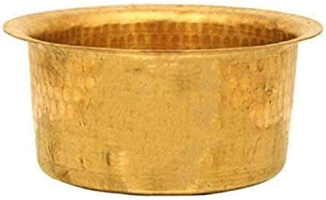 Round Brass Cooking Pot, 2 Litre Capacity