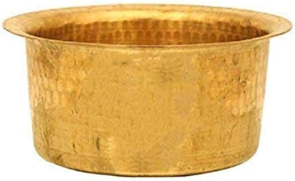 Round Brass Cooking Pot, 2 Litre Capacity