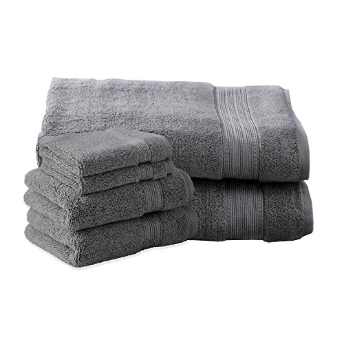 Soft Bath Sheet Towels 6 pc Bundle  Includes: 2 Bath Sheet Towels, 2 Hand Towels  2 Washcloths  Quality, Ultra Soft Towel Set  6 Pieces Dark Grey)