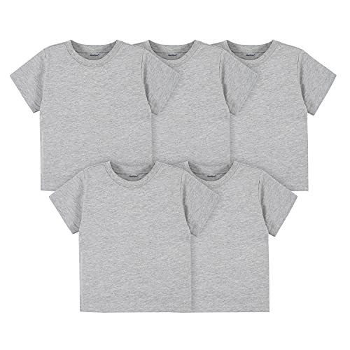 Baby Toddler 5-Pack Solid Short Sleeve T-Shirts Jersey 160 GSM, Heather Grey, 3T