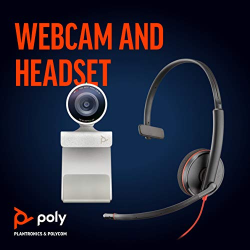 Studio P5 Webcam with Blackwire 3210 Headset Kit (Plantronics + Polycom) - 1080p HD Professional Video Conferencing Camera & Single-Ear Wired Headset USB-A - for Zoom & Teams