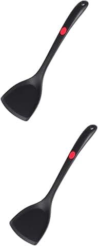 2-Pack Black Silicone Turners for Cooking