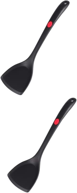 2-Pack Black Silicone Turners for Cooking