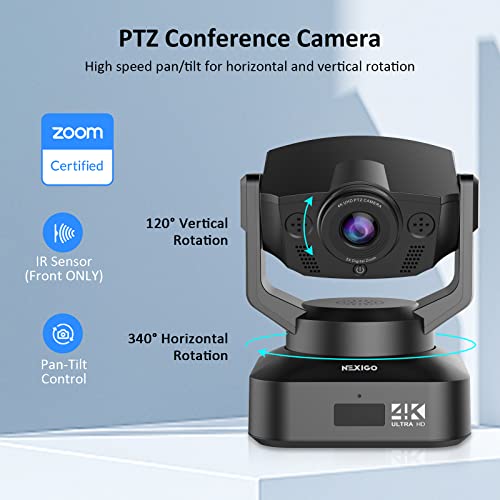 Zoom , N990 4K PTZ Zoomable Webcam, Video Conference Camera System with 5X Digital Zoom, Sony Starvis Sensor, Position Preset, Dual Stereo Mics, 2x3.5mm Audio Jacks for External Mics