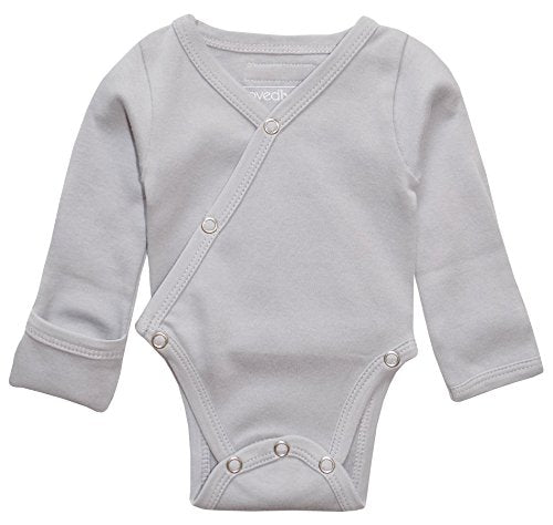 L ovedbaby Unisex Baby  Cotton Kimono Bodysuit  0-3 Months, Light Gray