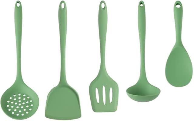 Set of 5 Green Silicone Cooking Utensils
