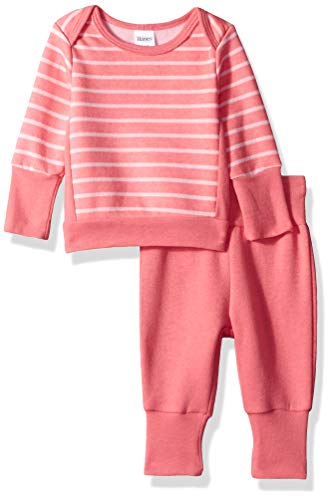 baby girls Ultimate Flexy Adjustable Fit Jogger With Sweatshirt Layette Set, Pink Stripe, 18-24 Months US