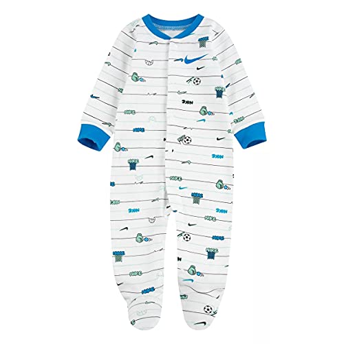 Infant Toddler Printed Footed Coverall  White 56G185-001  Blue, 3 Months