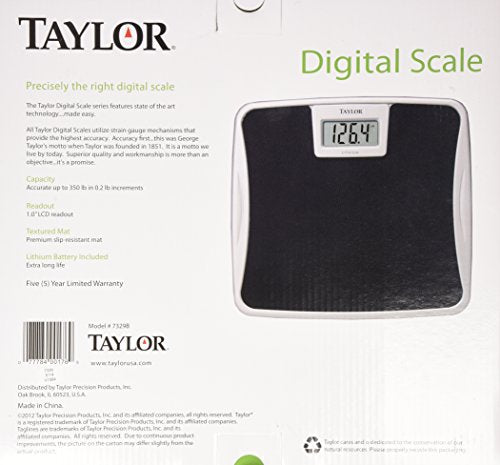 Digital Scales for Body Weight, High 350 Capacity, Black Vinyl Gl Platform Easy to Clean Mat, Anti  Auto On and Off Scale, 11.5 x 10.7 Inches, Black
