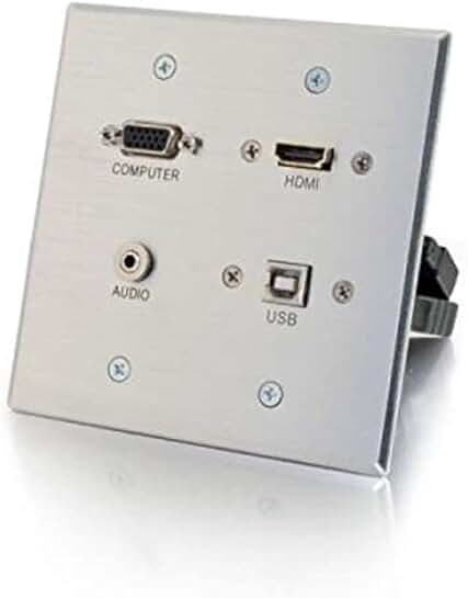 HDMI/VGA Wall Plate, Brushed Aluminum, Single Gang