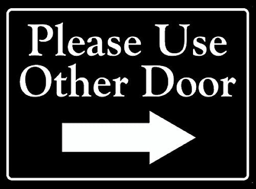 Use Other Door Vinyl Sticker, White, 5.5 x 4 in