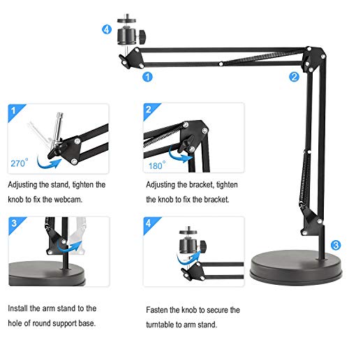 Webcam Stand,Camera Mount 22 inch Suspension Boom Scissor Arm Stand,For Logitech Webcam C925e C922x C922 C930e C930 C920 C615,GoPro Hero 8/7/6/5,Arlo Ultra/Pro/Pro 2/Pro 3/Brio 4K,DSLR Camera