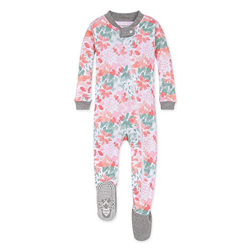 girls Pajamas, Zip Front Non-slip Footed Pjs, 100%  Cotton and Toddler Sleepers, Tossed Succulent, 12 Months US