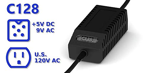 C128 PSU Modern Black US - Replacement Commodore 128 Power Supply, US Plug